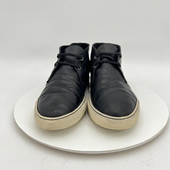 Barneys New York Men Size 9.5M Black Leather White Sole Chukka Ankle Shoes - Picture 2 of 15